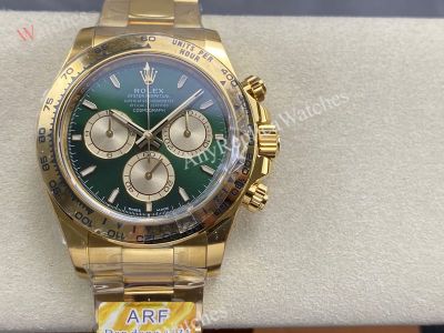 ARF Rolex Daytona Dandong 4131 Movement 904L Steel 40mm Green Face YG Band Watch